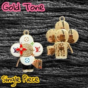 🆕 Listing - Single Piece Large White/Rainbow Vivi Gold Tone Zipper Button Charms
